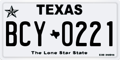 TX license plate BCY0221