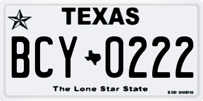 TX license plate BCY0222