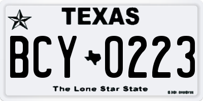 TX license plate BCY0223