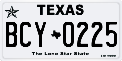 TX license plate BCY0225