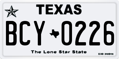 TX license plate BCY0226