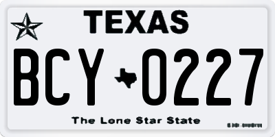 TX license plate BCY0227