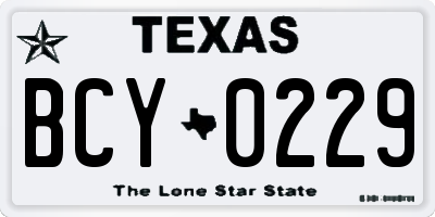 TX license plate BCY0229