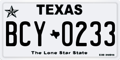 TX license plate BCY0233