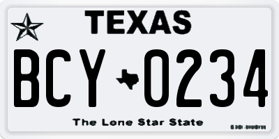 TX license plate BCY0234