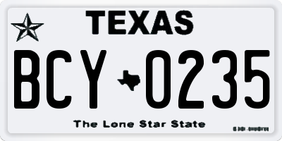 TX license plate BCY0235
