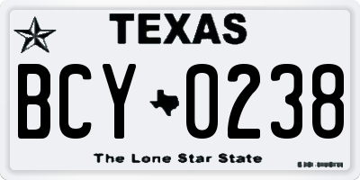TX license plate BCY0238