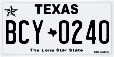 TX license plate BCY0240