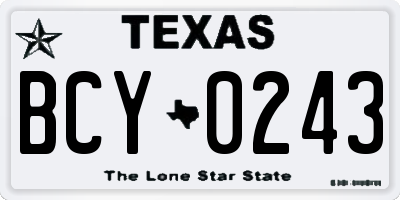 TX license plate BCY0243