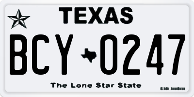 TX license plate BCY0247