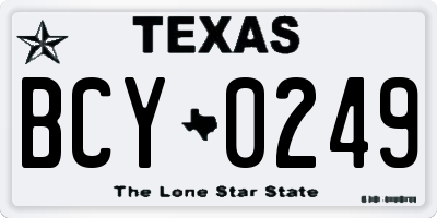 TX license plate BCY0249