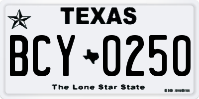 TX license plate BCY0250