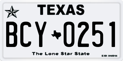 TX license plate BCY0251