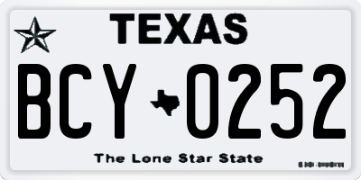 TX license plate BCY0252