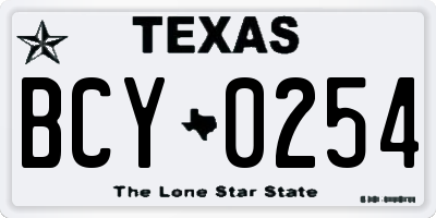 TX license plate BCY0254
