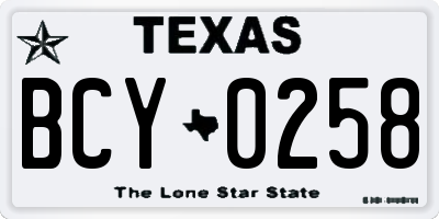 TX license plate BCY0258