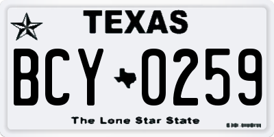 TX license plate BCY0259