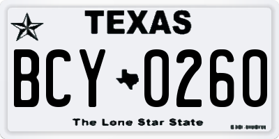 TX license plate BCY0260