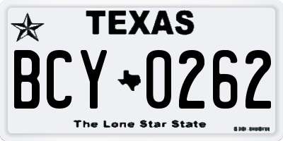 TX license plate BCY0262