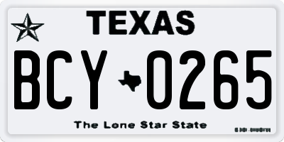 TX license plate BCY0265