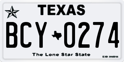 TX license plate BCY0274