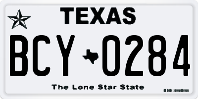 TX license plate BCY0284