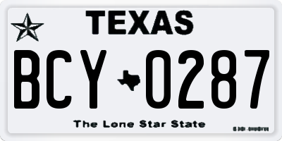 TX license plate BCY0287