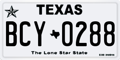 TX license plate BCY0288