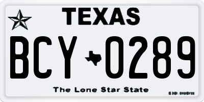 TX license plate BCY0289