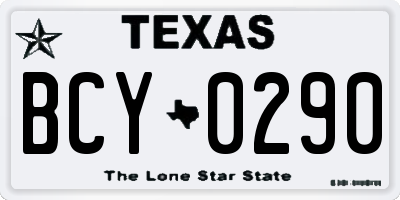 TX license plate BCY0290