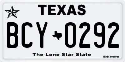 TX license plate BCY0292