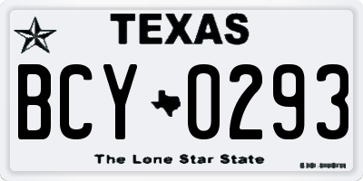 TX license plate BCY0293
