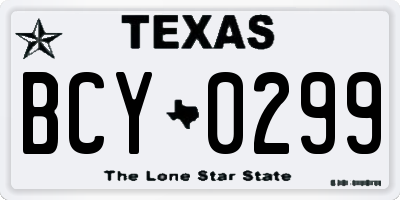 TX license plate BCY0299