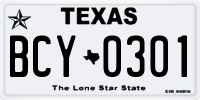 TX license plate BCY0301