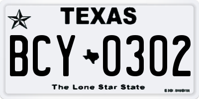 TX license plate BCY0302