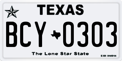 TX license plate BCY0303