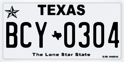 TX license plate BCY0304