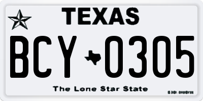 TX license plate BCY0305