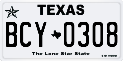 TX license plate BCY0308