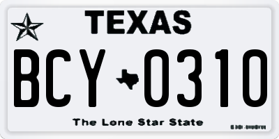 TX license plate BCY0310