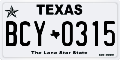 TX license plate BCY0315