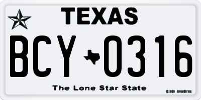 TX license plate BCY0316