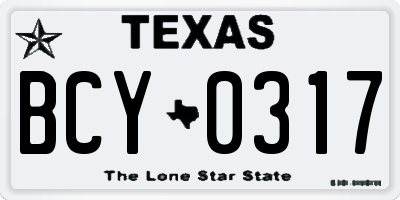 TX license plate BCY0317