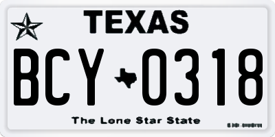 TX license plate BCY0318