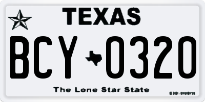 TX license plate BCY0320