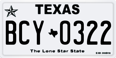 TX license plate BCY0322
