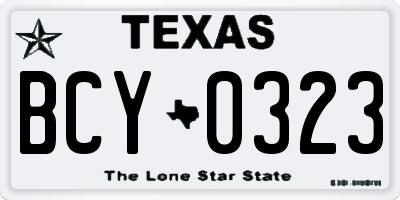 TX license plate BCY0323