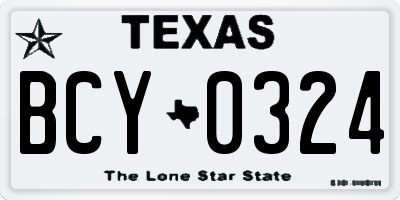 TX license plate BCY0324