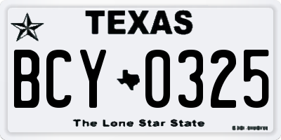 TX license plate BCY0325
