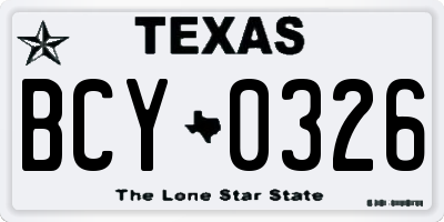 TX license plate BCY0326